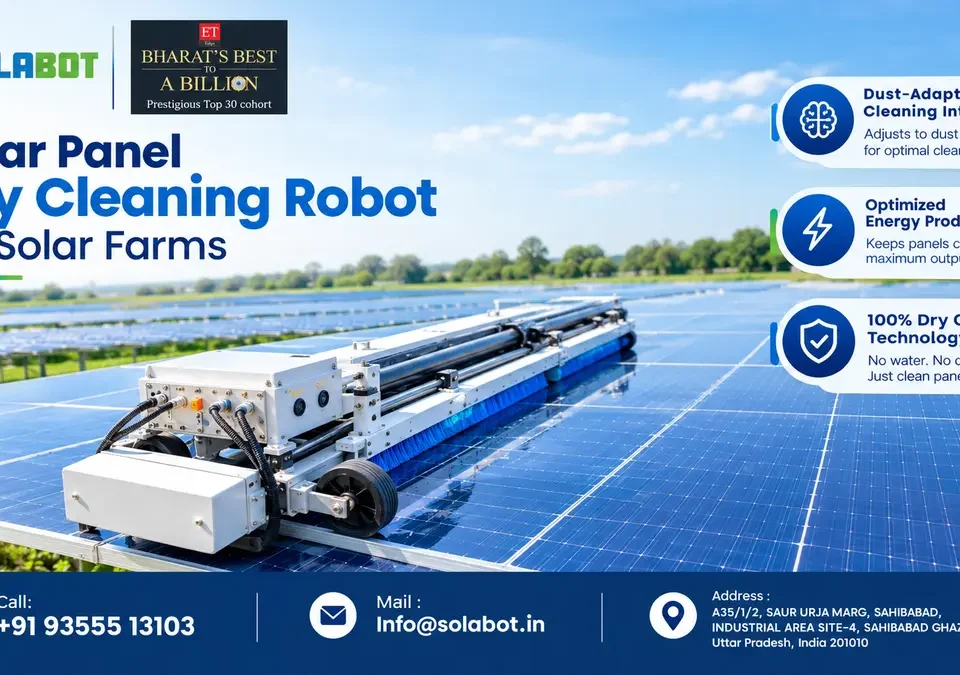 Solar panel dry cleaning robot for solar farms